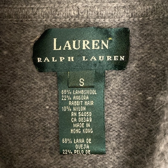 Lauren Ralph Lauren Wool Sweater Women’s Faux Wrap soft cozy Fall Preppy grey S - Picture 4 of 6